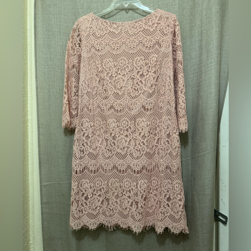 Jessica Howard Pink Sheath Dress 3/4 Sleeve Crew Neck